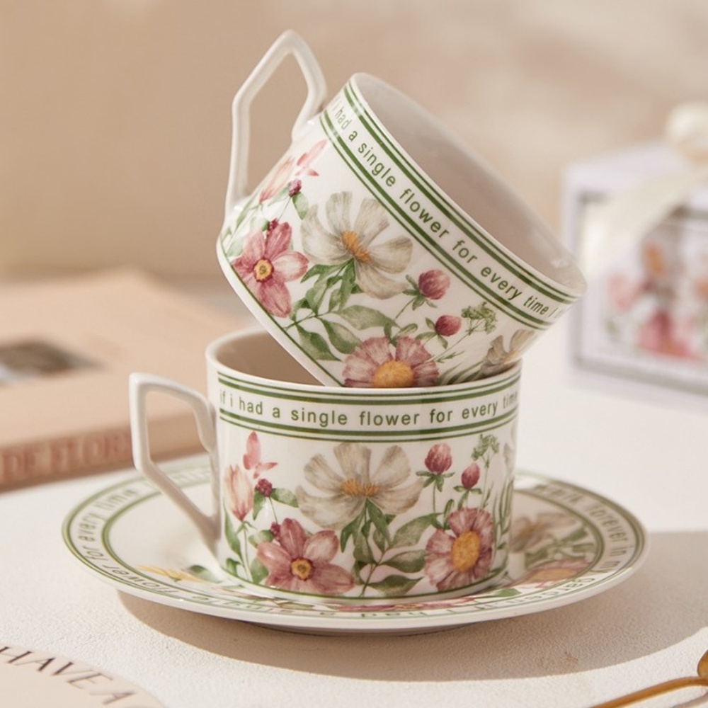 클래식 예쁜 커피잔 소서 세트 고급 세라믹 찻잔 선물