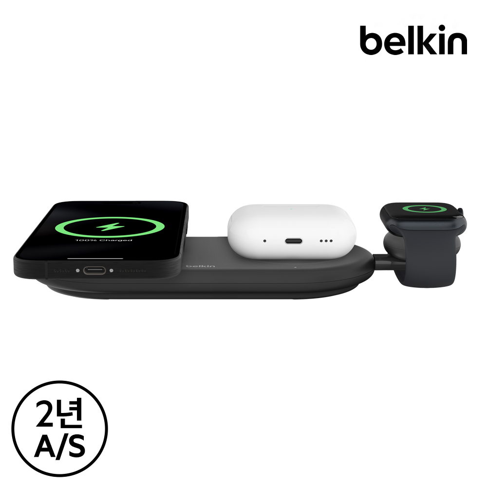벨킨 Qi2 15W 3in1 마그네틱 무선 충전 패드 WIZ022qc 아이폰 애플워치 에어팟 충전 - 상세 이미지 5