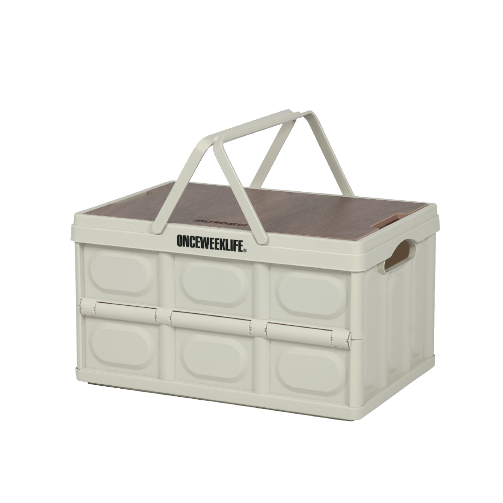 원스위크라이프 캠핑 손잡이 접이식 수납 폴딩 박스 상판 테이블 30L, 아이보리