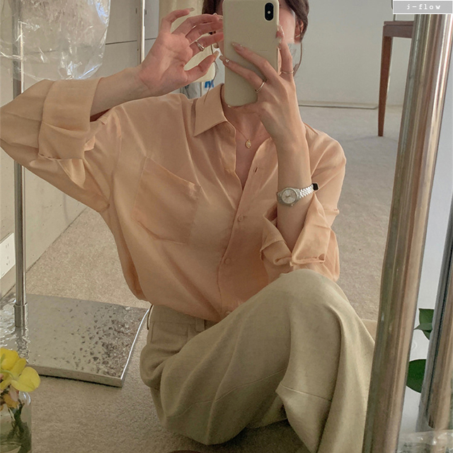 버터플 시스루 커버업 오버핏 카라 하프 셔츠 8col 여름 봄 린넨 루즈핏 제이플로우 이미지 6