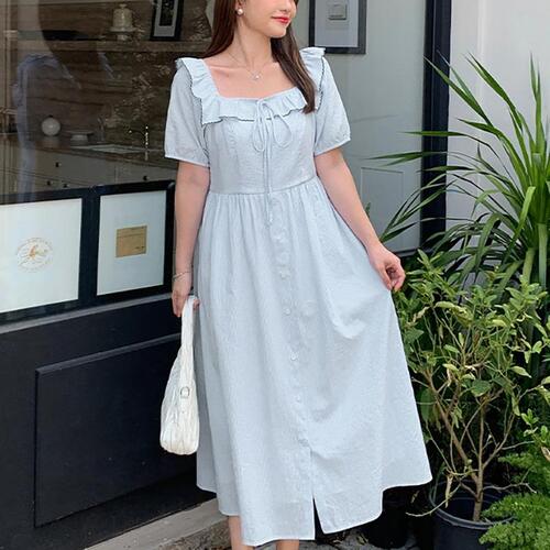 빅사이즈 여름 원피스 반팔 스트라이프 시원한 데일리룩 - 상세 이미지 3