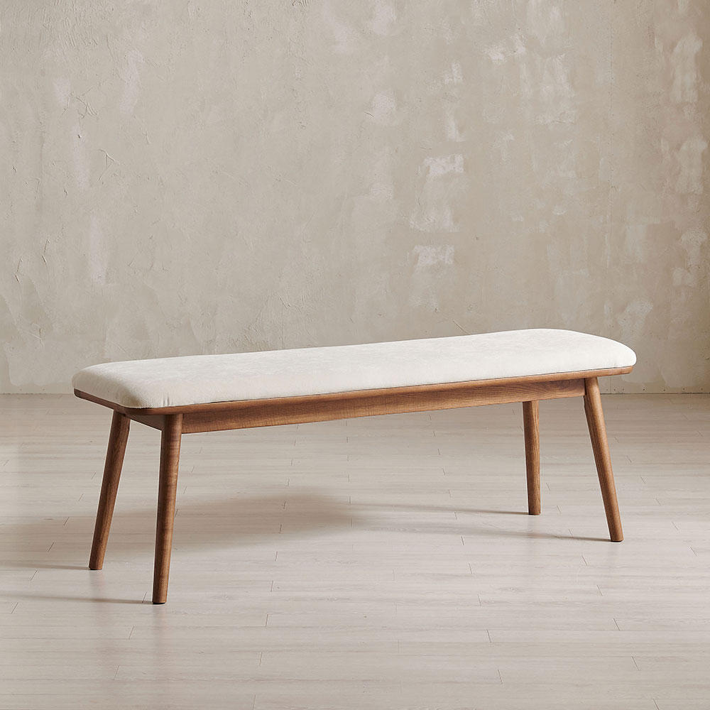 스코나 세커스 물푸레 애쉬 원목 아쿠아텍스 패브릭 2인 등받이 벤치 의자