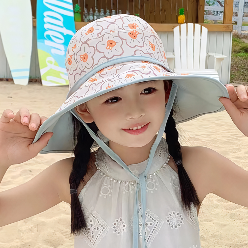 유아 키즈 아동 어린이 여아 초등 여름 햇빛 가리개 썬햇 차양 버킷 햇 비치 챙 모자 - 상세 이미지 4