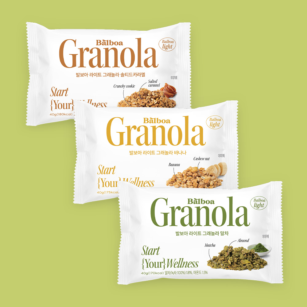발보아 라이트 그래놀라 미니 시리얼 40g 카라멜 말차 바나나 3개