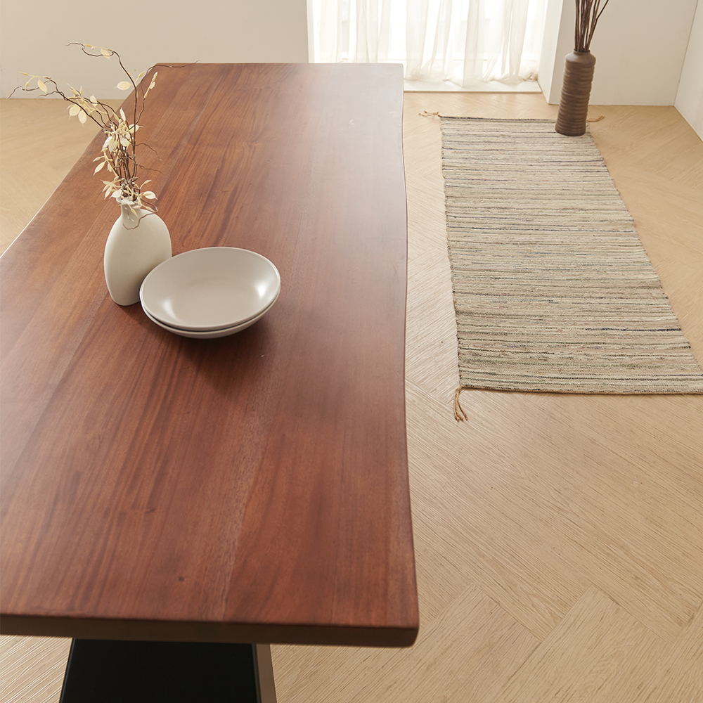 포엠 6인용 자바월넛 우드슬랩 40T 통원목 식탁 테이블 1800