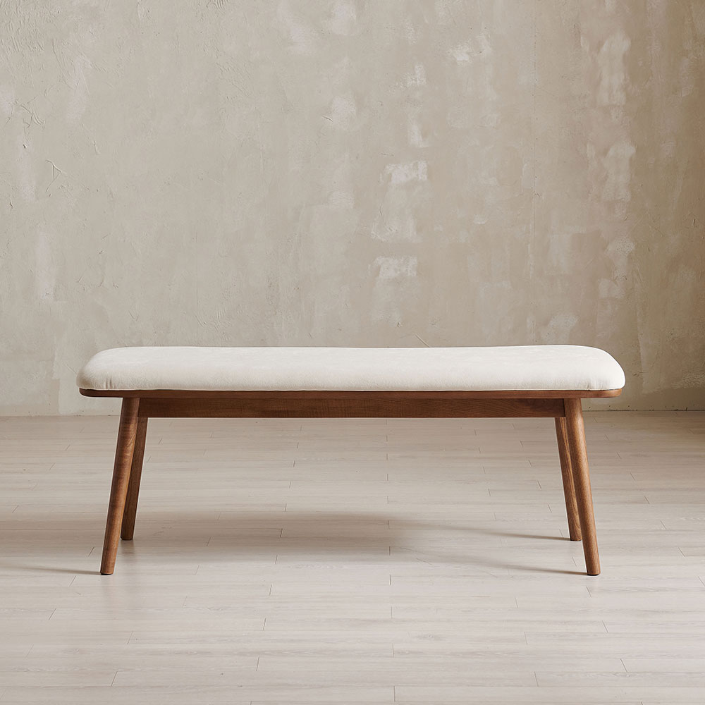 스코나 세커스 물푸레 애쉬 원목 아쿠아텍스 패브릭 2인 등받이 벤치 의자