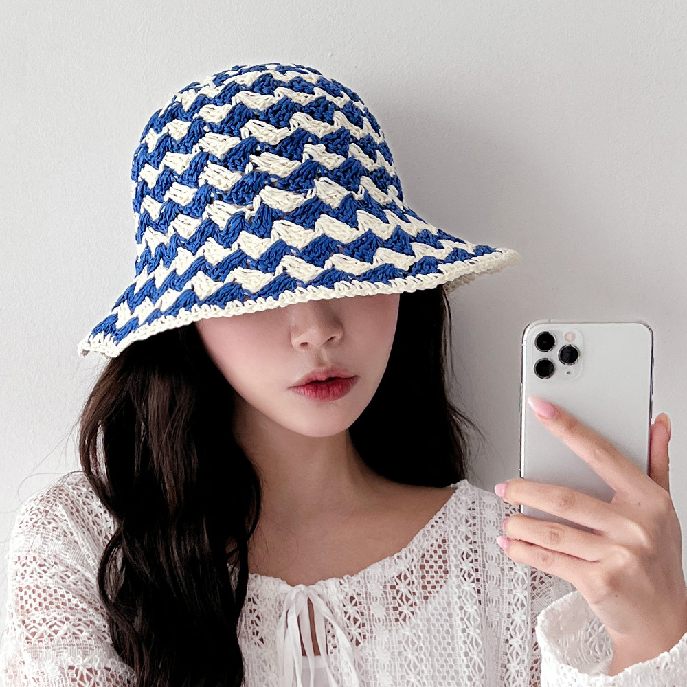 동대문모자 지그재그 라탄 밀짚 버킷햇 라피아햇 여성 여름 벙거지모자 - 상세 이미지 4