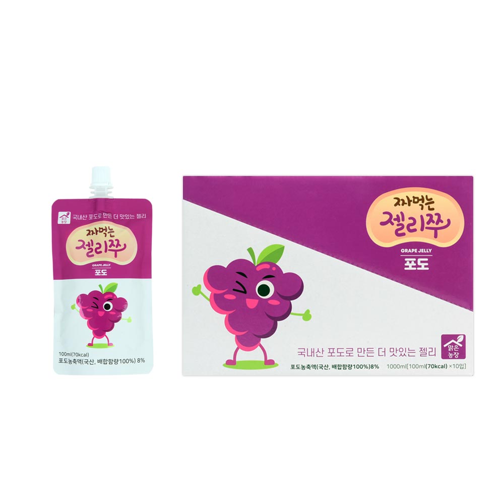 맑은농장 짜먹는 젤리쭈 포도 100ml x 10개입 곤약젤리 사과 저칼로리 간식 - 상품 이미지