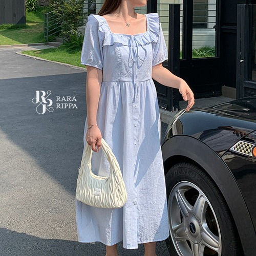 빅사이즈 여름 원피스 반팔 스트라이프 시원한 데일리룩 - 상품 이미지