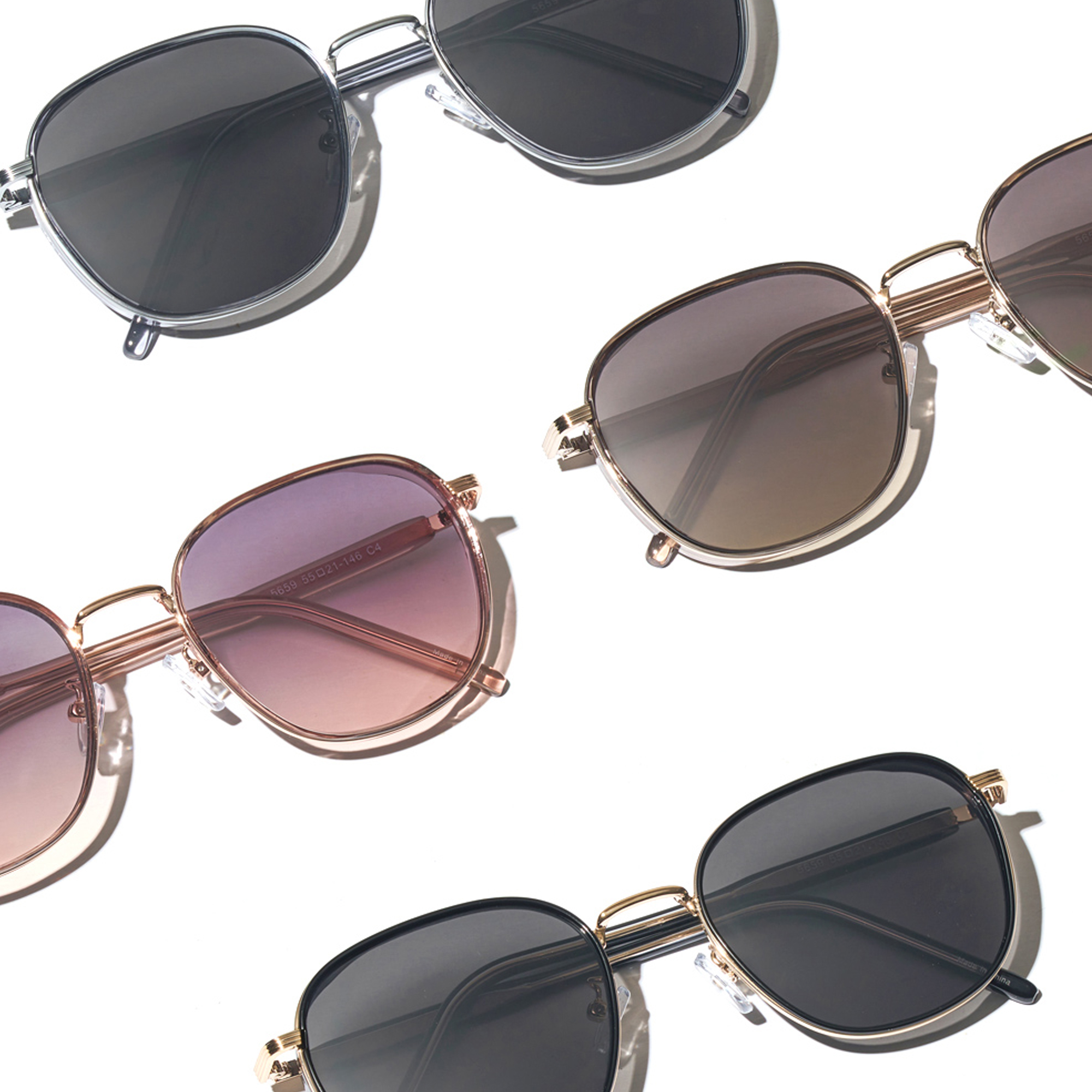 명품 가벼운 UV 자외선 차단 사각 커플 데일리 패션 대두 선글라스 핑크 브라운