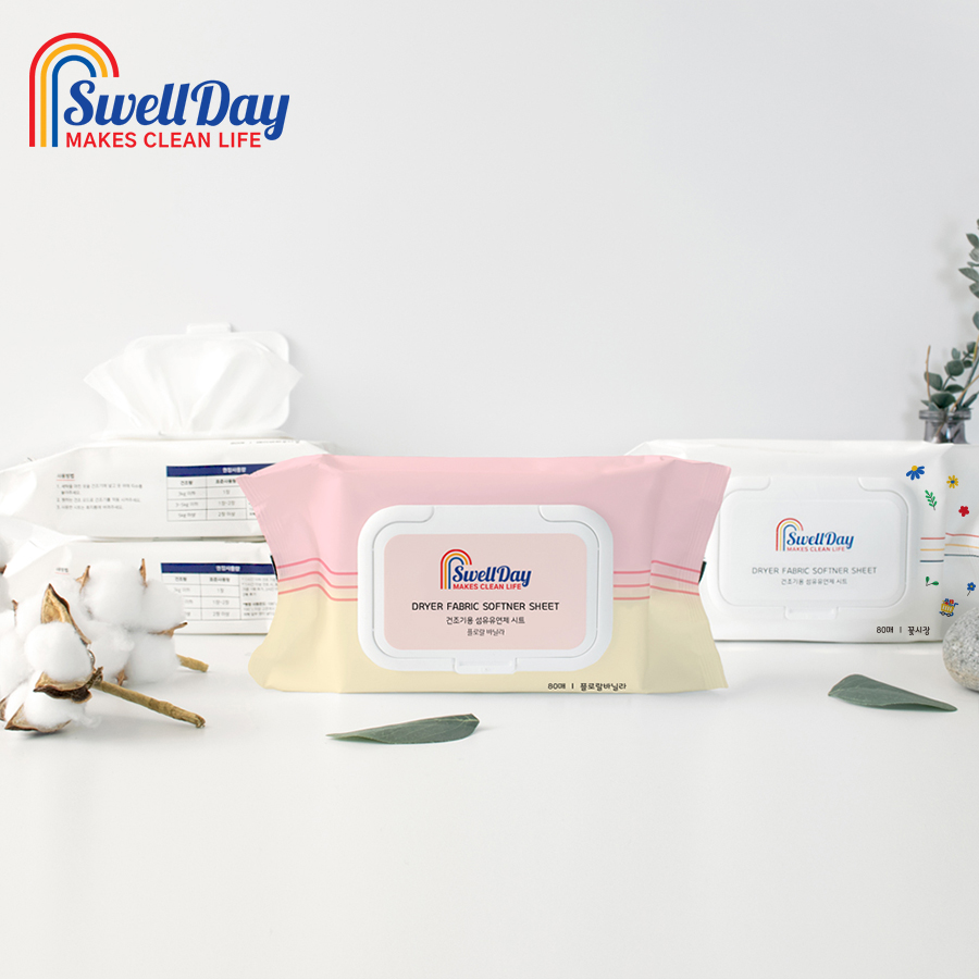 스웰데이 건조기시트 드라이 섬유 유연제 80매+80매 베이비파우더향 정전기방지 섬유보호