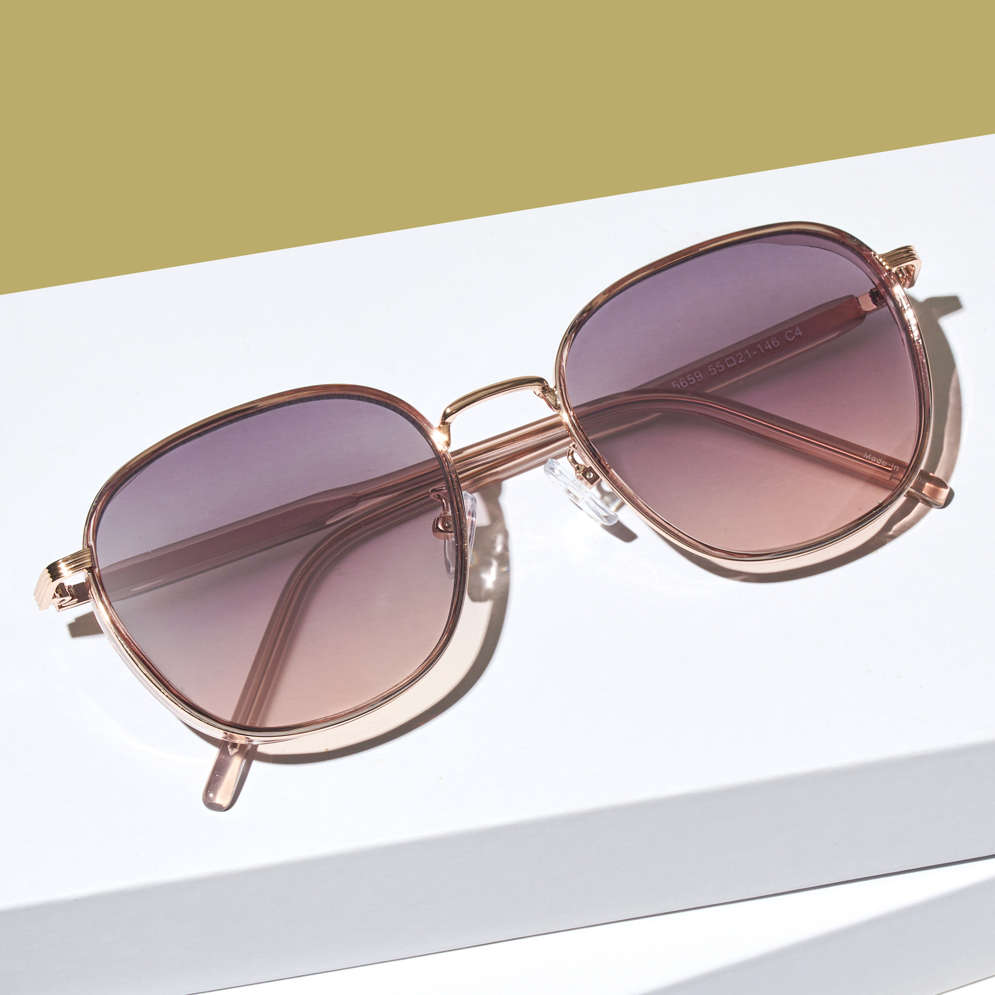 명품 가벼운 UV 자외선 차단 사각 커플 데일리 패션 대두 선글라스 핑크 브라운