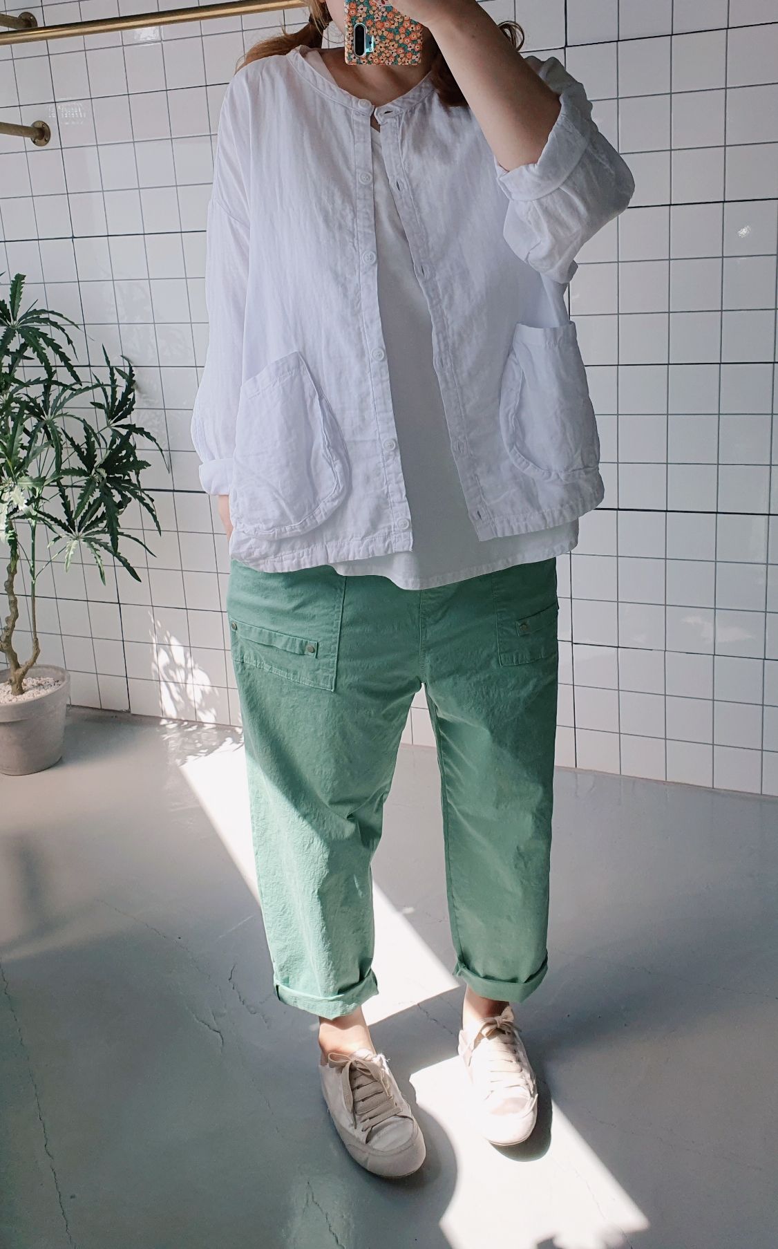 면 단추 포켓 긴소매 가디건 - 상세 이미지 2