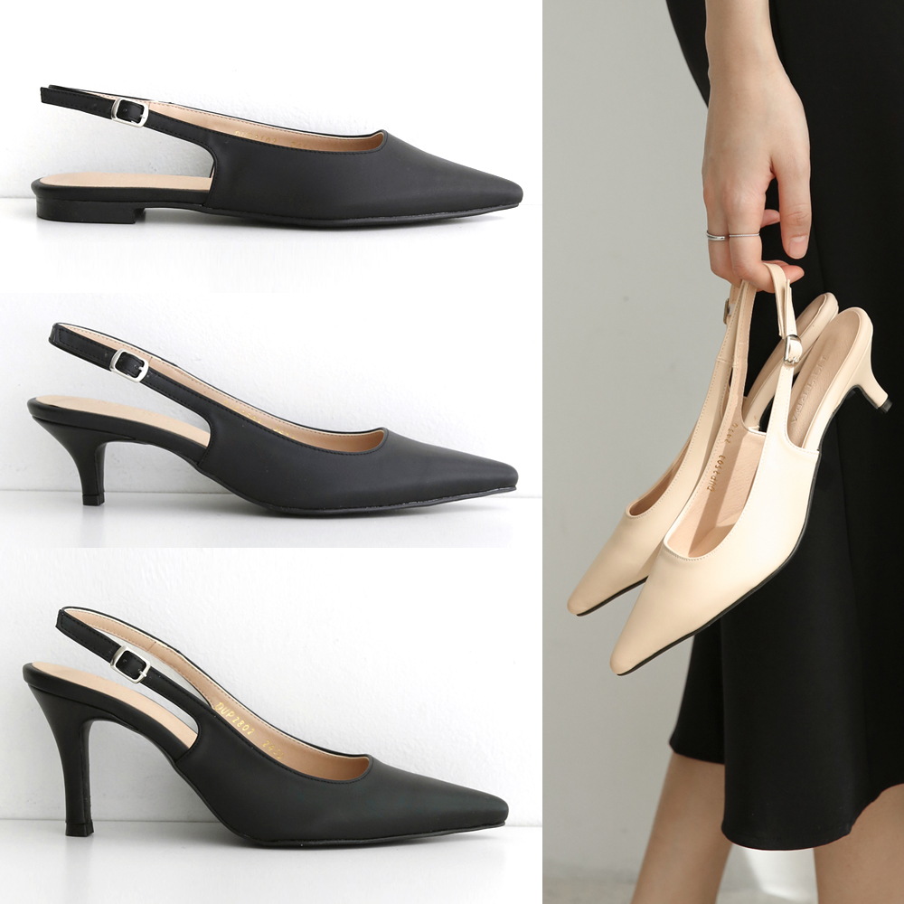 가죽 슬링백힐 발편한 스틸레토 슬링백구두