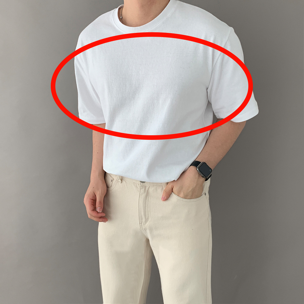 10수반팔 안비치는흰티 두꺼운반팔티 - 메인 이미지