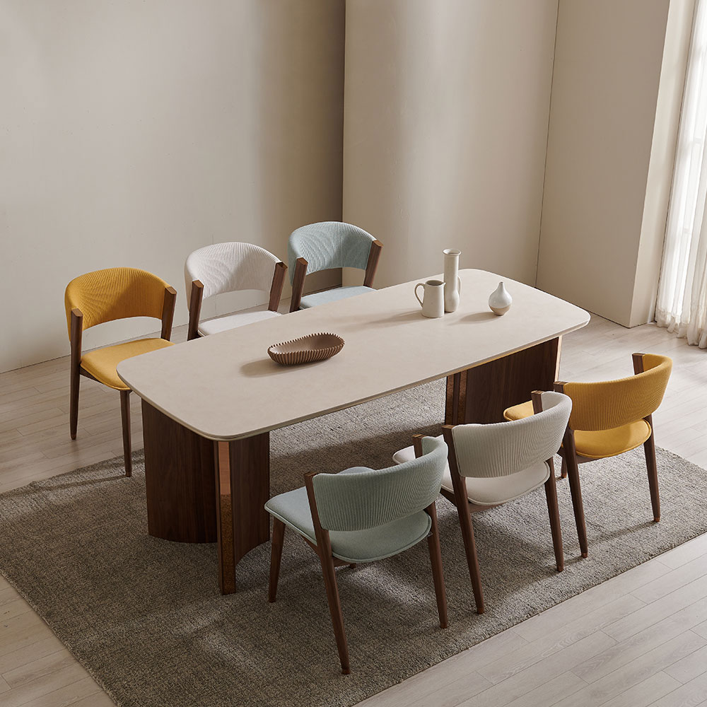 스코나 코티지 포세린 세라믹 월넛 2000 6인 다이닝 식탁세트(의자6개)