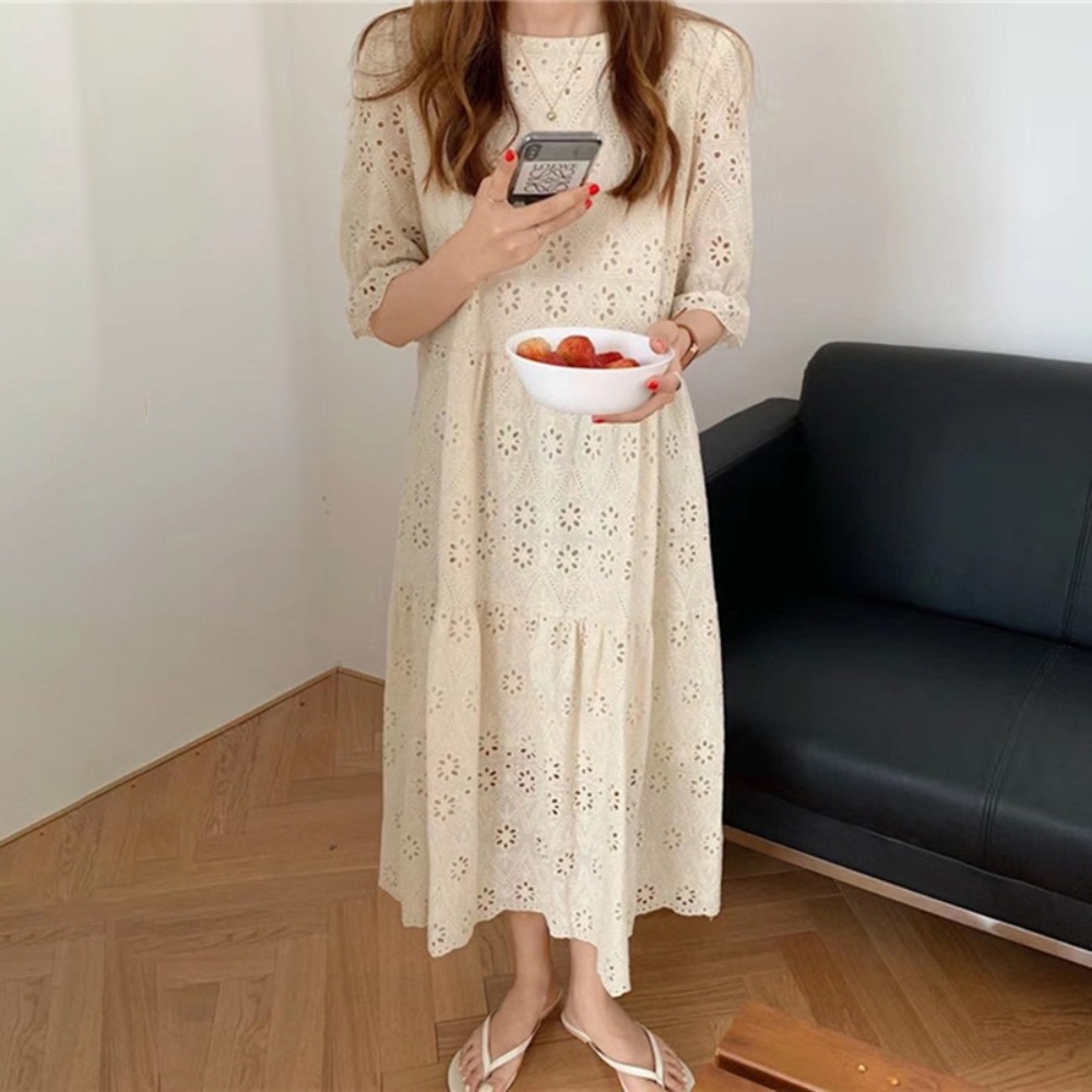피도눈물도없이 56회 이소연 이혜원 반팔원피스 캐주얼 펀칭 옷 패션 의상 7인의부활 이유비 - 상세 이미지 5
