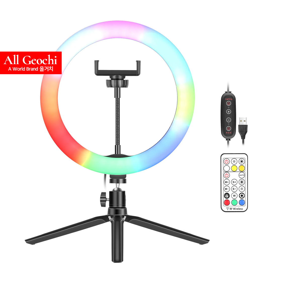 링라이트 10인치 LED RGB 컬러 조명 삼각대 포함 유튜브촬영조명 개인방송 라이브방송 - 상세 이미지 5