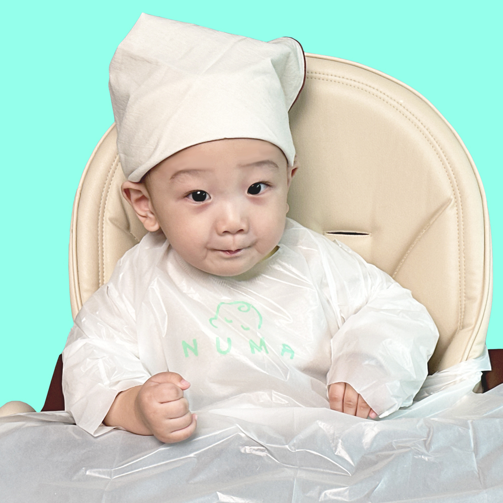 누마 자기주도 이유식 턱받이 아기 일회용 산화 생분해 식탁일체형 50매, 화이트, 1개