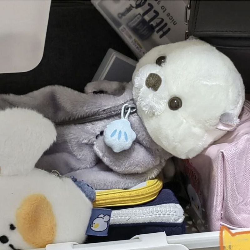 귀여운 봉제 해달 필통 인형 동물 수달 펜 수납 파우치 케이스 학생 문구 화장품 필기구 - 상세 이미지 2