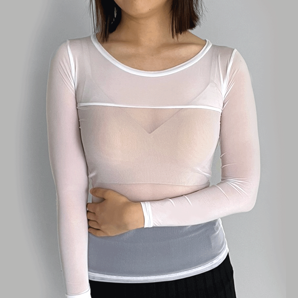 스타니 여성 골프 라운드 긴이너 이너웨어 냉감 아이스 쿨 티셔츠 메쉬 여름 자외선차단 이미지 4