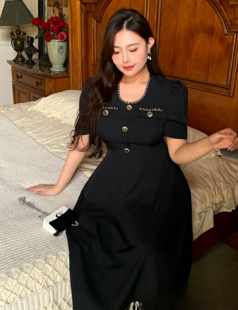 엘랑 빅사이즈 라운드넥 트위드 하객 봄원피스(L-4XL)