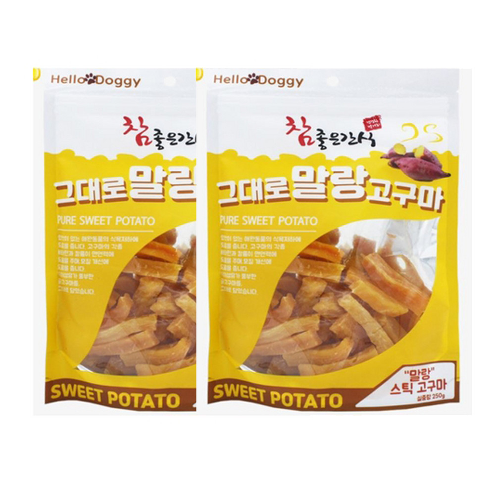 강아지 고구마 말랭이 그대로 말랑고구마 스틱 250g 2개 묶음