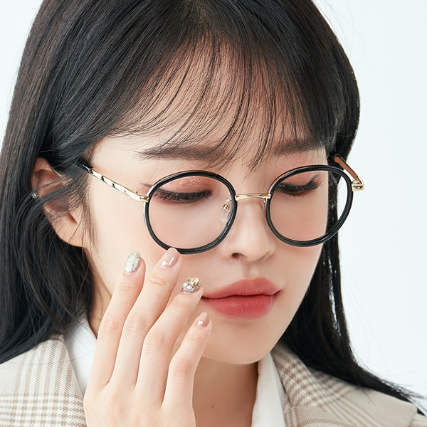 블루라이트차단 가벼운 동글이 뿔테 금테 안경테 명품 변색렌즈안경 - 상세 이미지 5