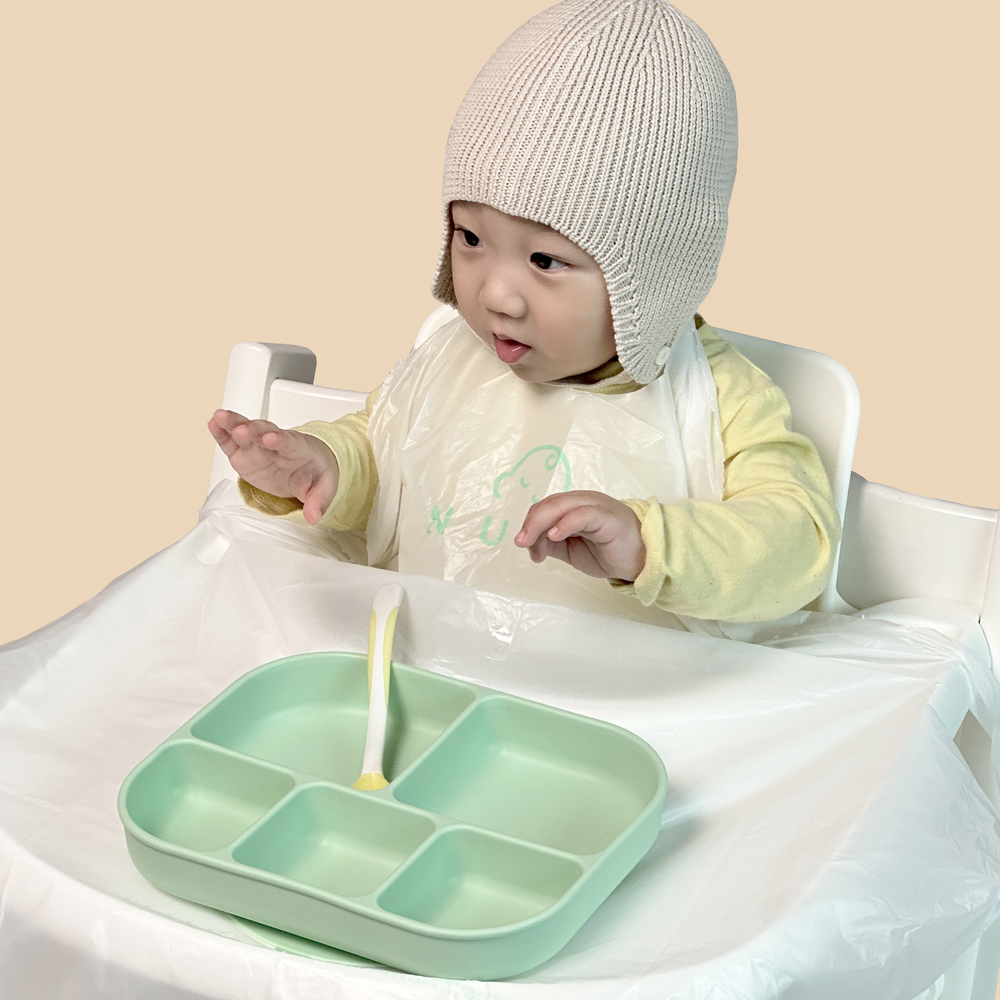 누마 자기주도 이유식 턱받이 아기 일회용 산화 생분해 식탁일체형 50매, 화이트, 1개