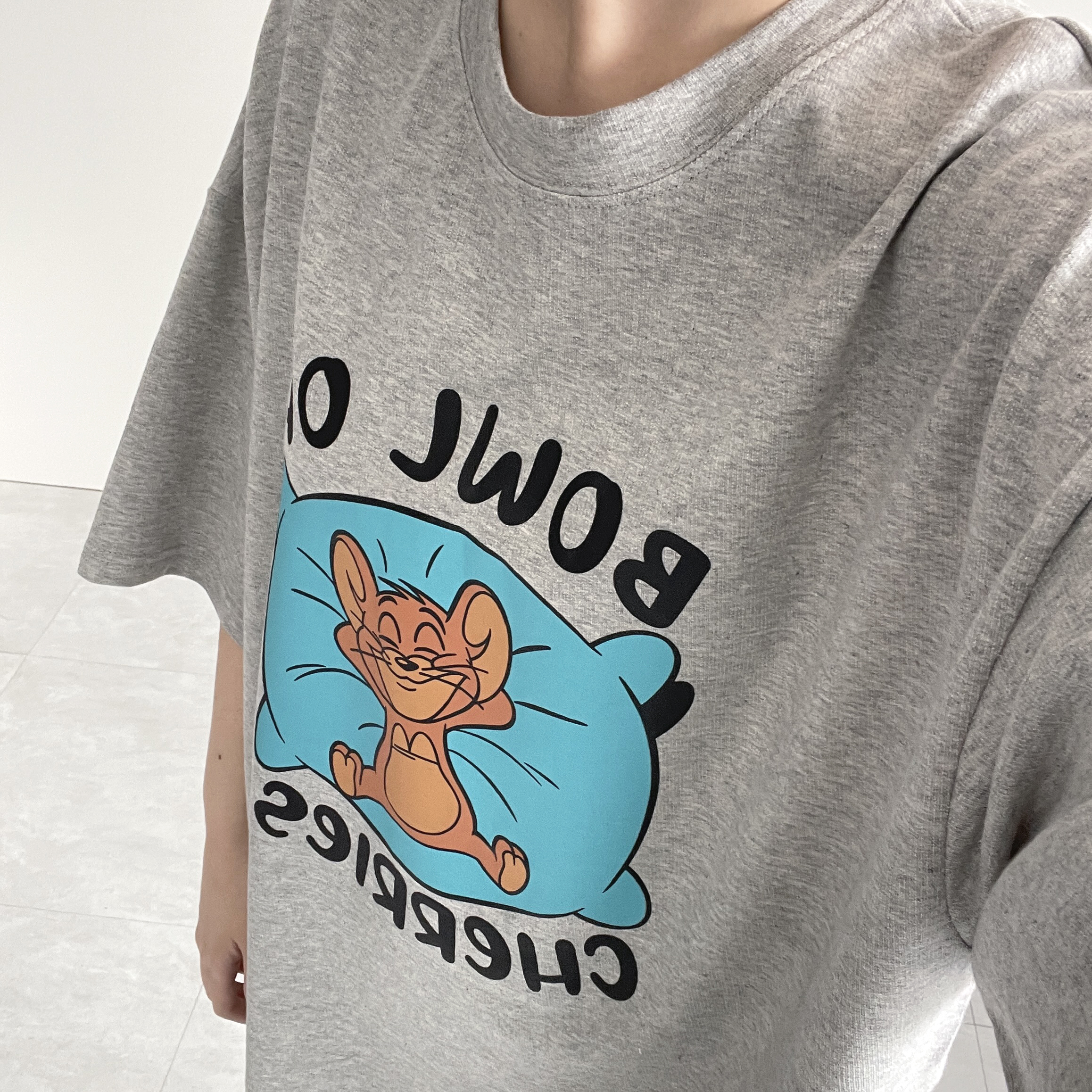 제리 빅사이즈 오버핏 여름 반팔 트임 티셔츠 이미지 6