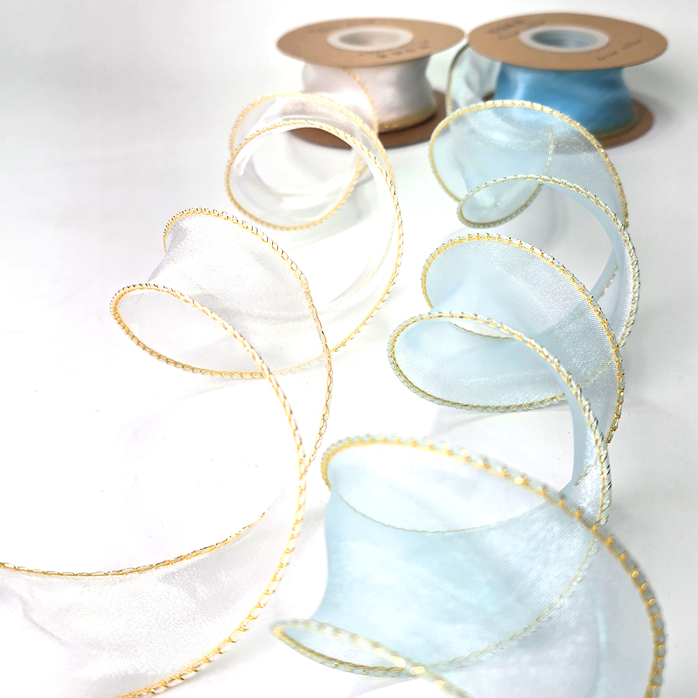 리본 끈 오간디 쉬폰 선물 상자 박스 포장 망사 펄레이스 40mm 이미지 3