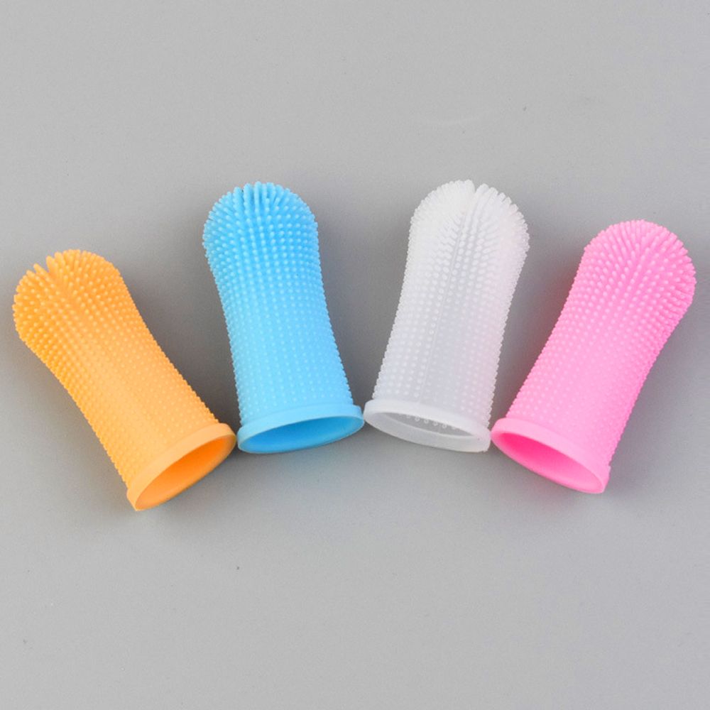 강아지 손가락칫솔 실리콘 애견 양치 칫솔 입냄새제거 4개