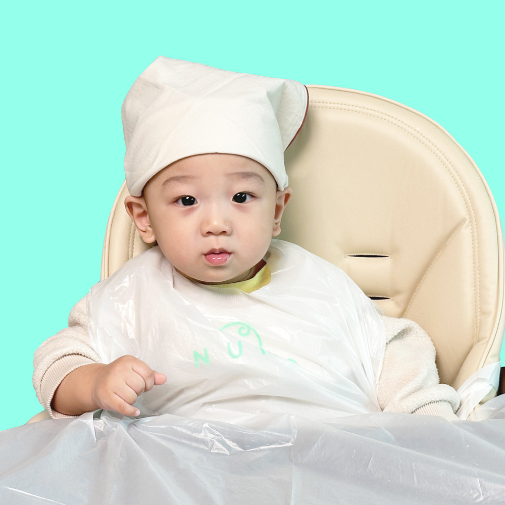 누마 자기주도 이유식 턱받이 아기 일회용 산화 생분해 식탁일체형 50매, 화이트, 1개