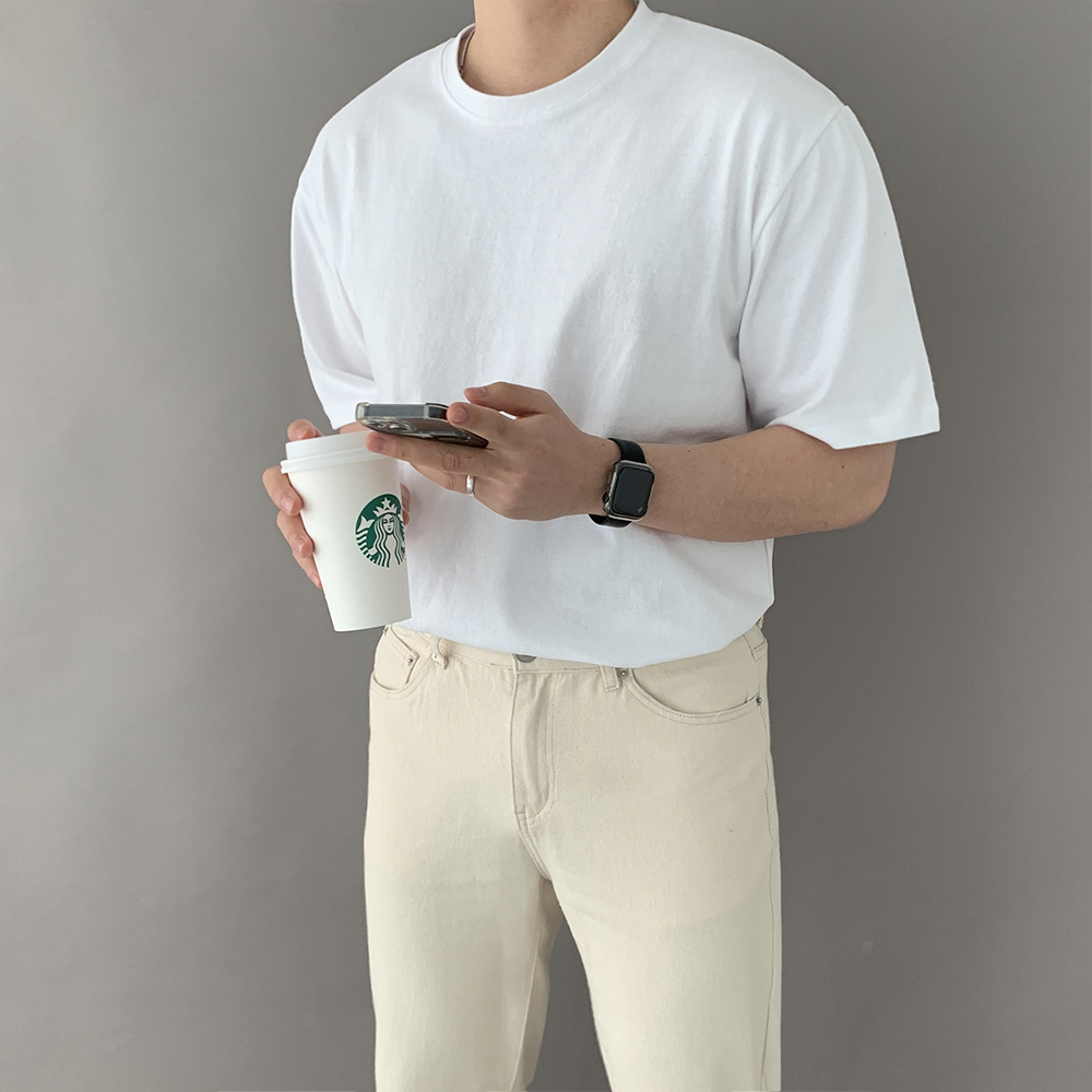 1+1 10수반팔 안비치는흰티 두꺼운반팔티 - 상세 이미지 2