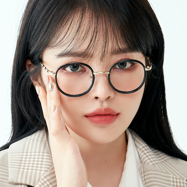 블루라이트차단 가벼운 동글이 뿔테 금테 안경테 명품 변색렌즈안경 - 상세 이미지 3