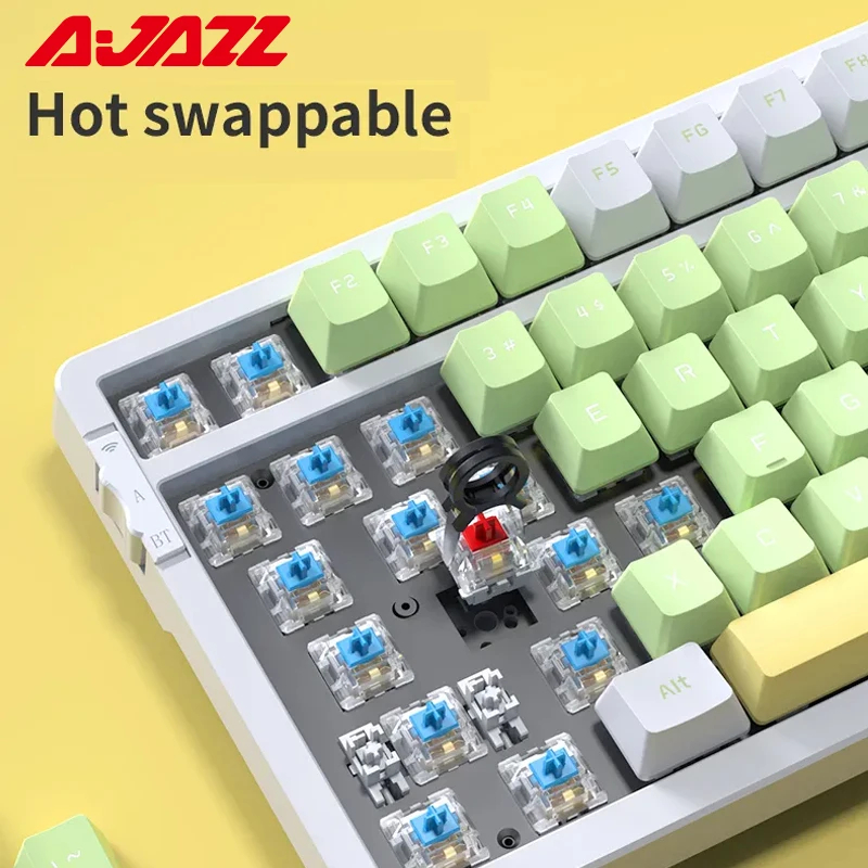 AJAZZ AK992 기계식 키보드 GASKET구조 PBT 키캡 게임용 무선 유선 키보드 갈축 화이트블루 이미지 8