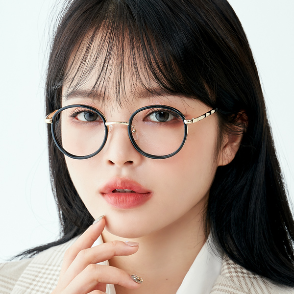 블루라이트차단 가벼운 동글이 뿔테 금테 안경테 명품 변색렌즈안경 - 상세 이미지 4