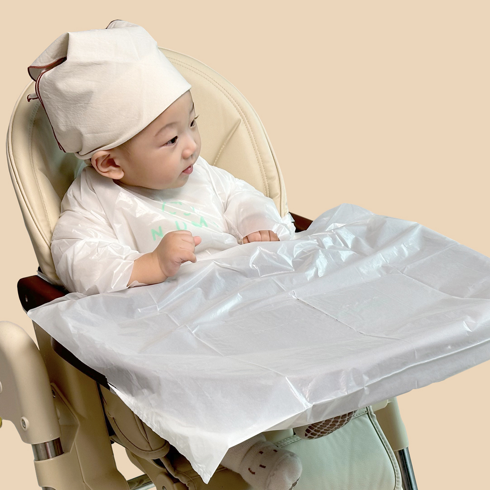 누마 자기주도 이유식 턱받이 아기 일회용 산화 생분해 식탁일체형 50매, 화이트, 1개