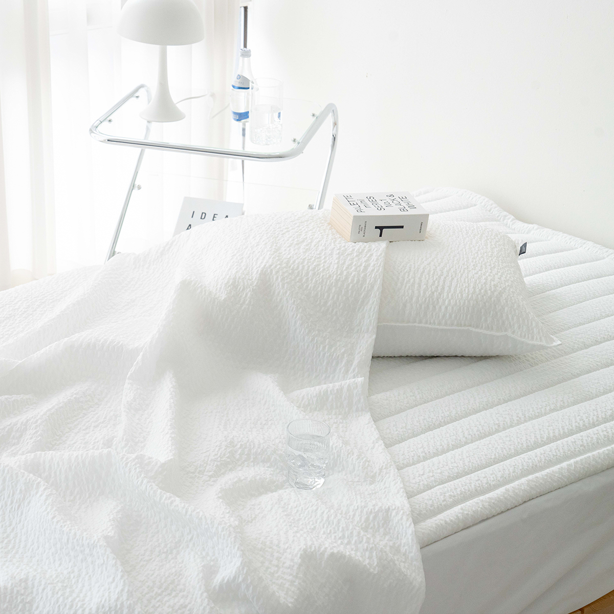 여름 시어서커 썸머오션 홑이불 + 베개커버 SS 하얀파도