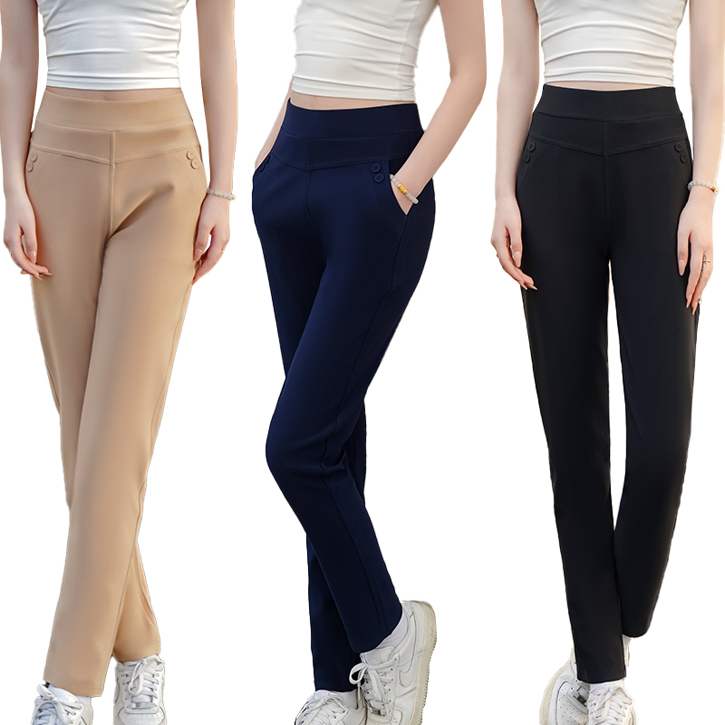 1+1 왕편한 밴딩 슬랙스 바지 하이웨스트 버튼 팬츠 - 메인 이미지