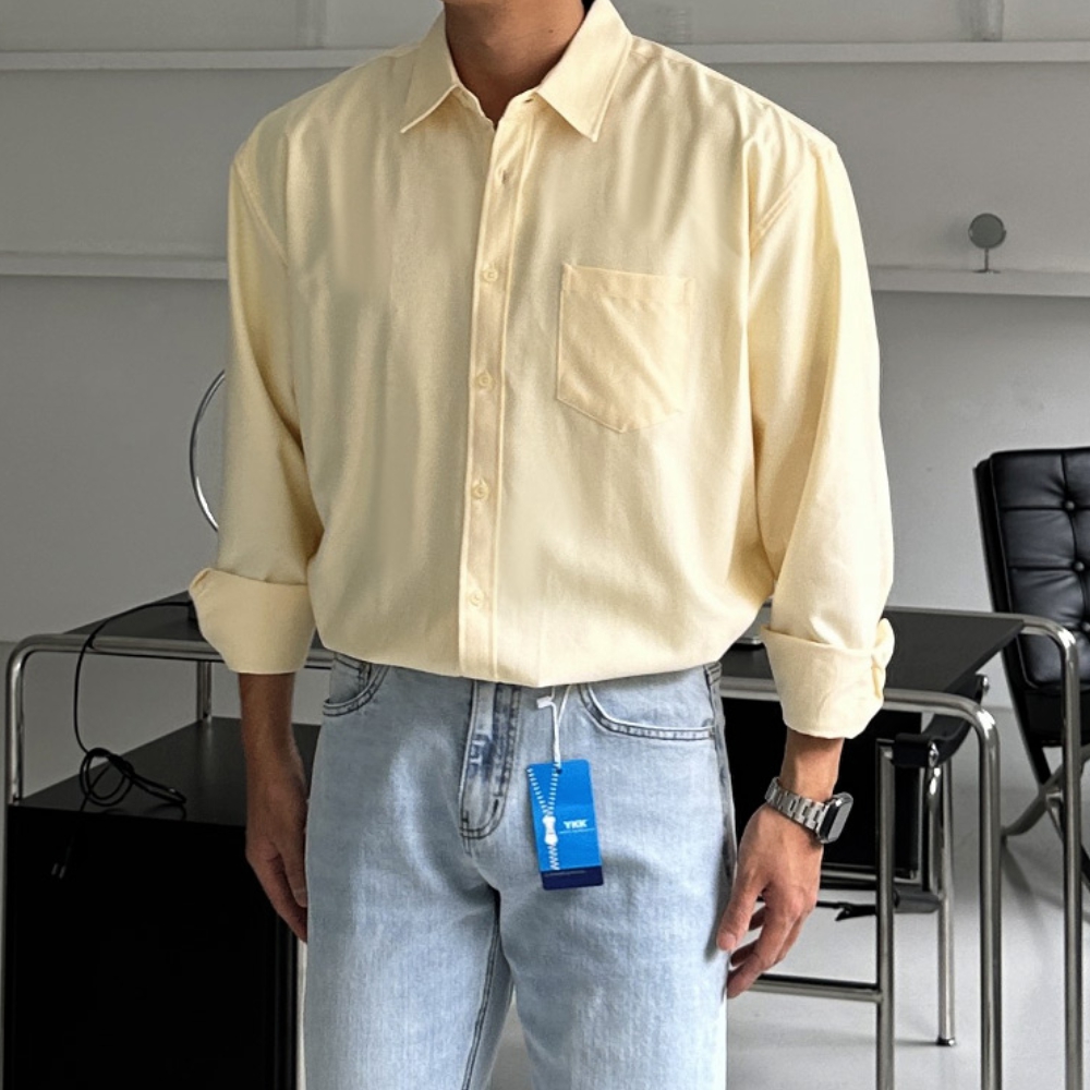 1+1 남자 르르 오버핏 봄 가을 옥스포드 셔츠 10컬러 - 상세 이미지 3