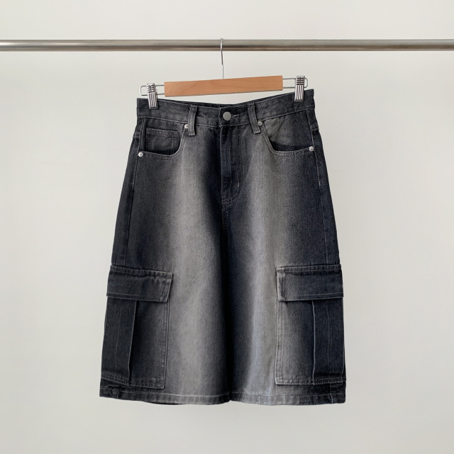 [3단기장/~2XL/하프기장] 잿블 힙 워싱 와이드 카고 버뮤다 여름 5부 청 반바지 데님 팬츠 상세 이미지 56