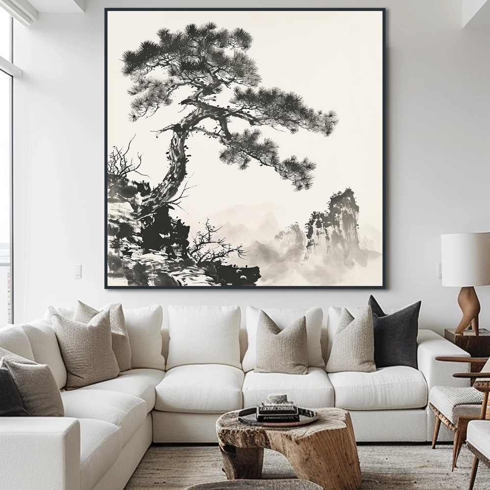 노을 소나무 A3 29.7X42cm 무광블랙 알루미늄액자 소나무그림 - 상세 이미지 5