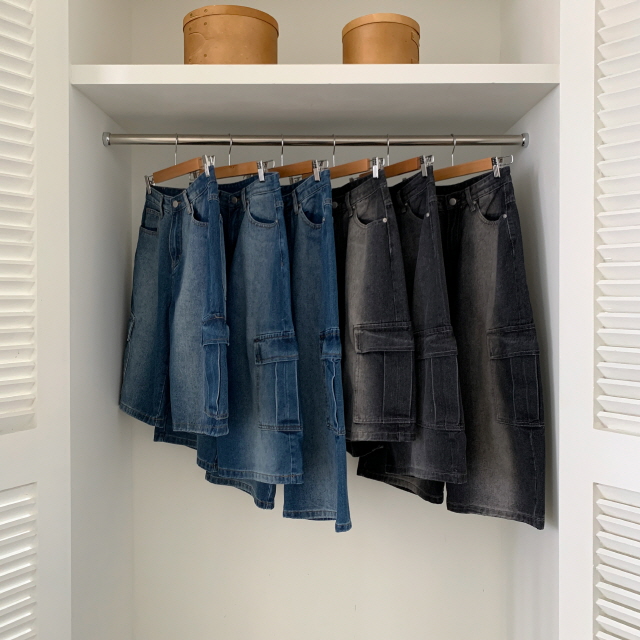 [3단기장/~2XL/하프기장] 잿블 힙 워싱 와이드 카고 버뮤다 여름 5부 청 반바지 데님 팬츠 상세 이미지 34