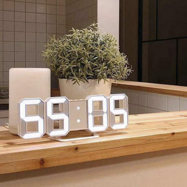 LED 벽걸이 탁상시계 알람 화이트 무소음 USB형 온도 날자 선물 - 상세 이미지 3