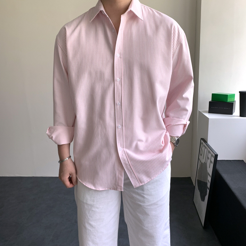 옥스포드셔츠 남자소라색셔츠 남자오버핏남방 이미지 7