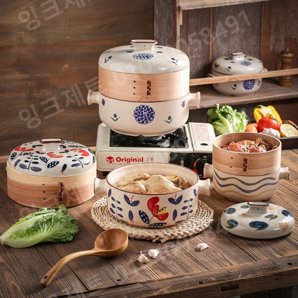 도자기 찜기 나무 떡시루 호빵 증기 스팀 고온 소형 - 상세 이미지 3