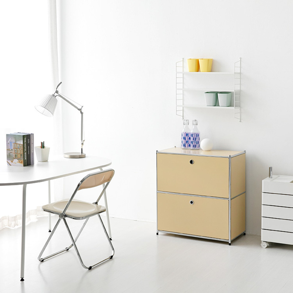 심플리 수납장 BC016 770mmx400mmx820mm, 2단, 솔리드베이지 9737.3534 - 상세 이미지 3