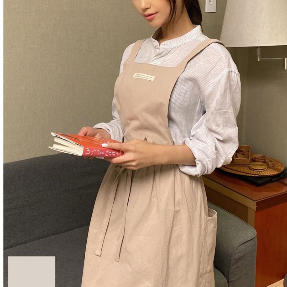 입는앞치마 엉덩이가리는 뷰티샵 덮는 힙한 홀앞치마 린넨 - 상세 이미지 5