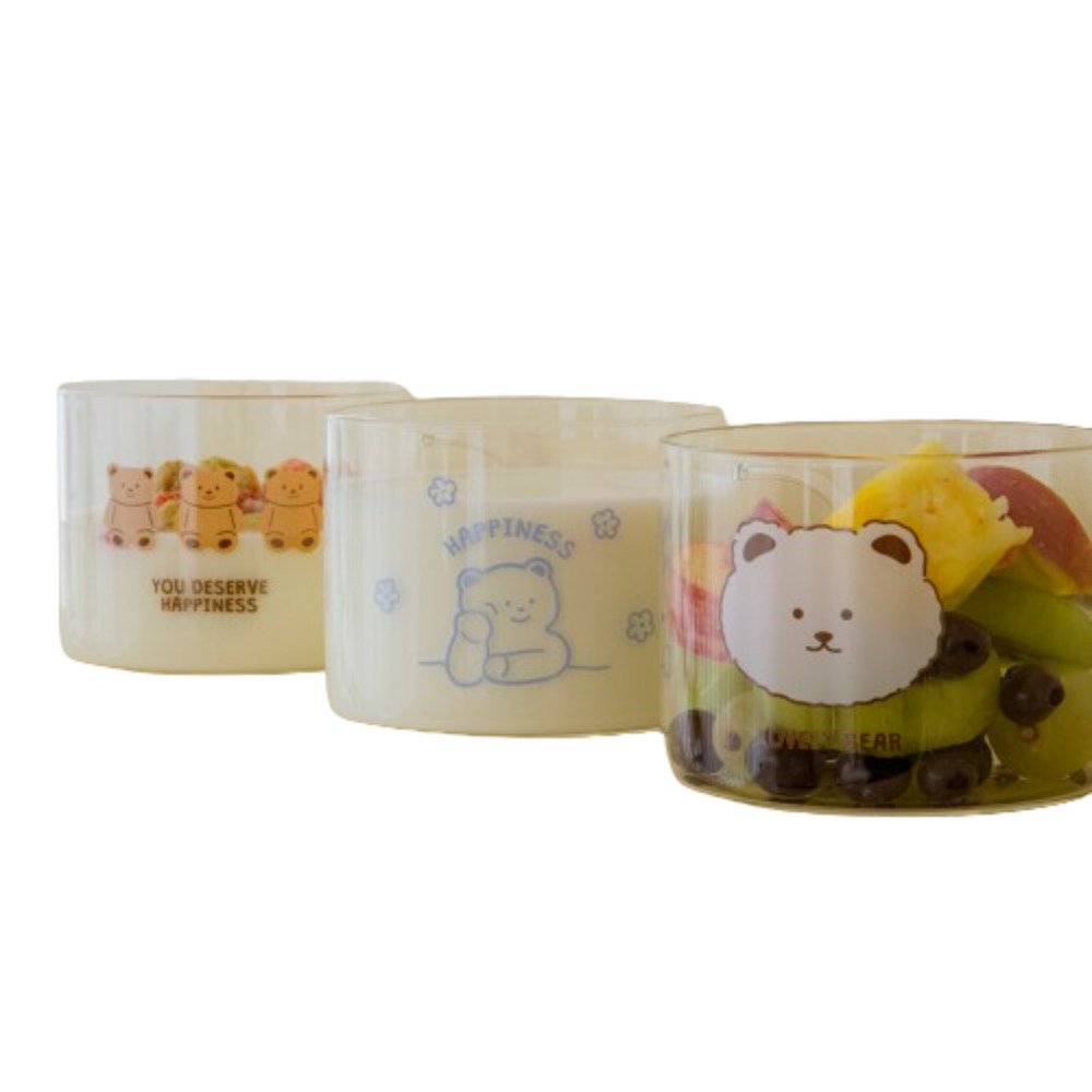 소소모소 곰돌이 목욕탕 내열 유리 머그컵 2P 선물세트(3종 택1) 시리얼볼 - 상품 이미지